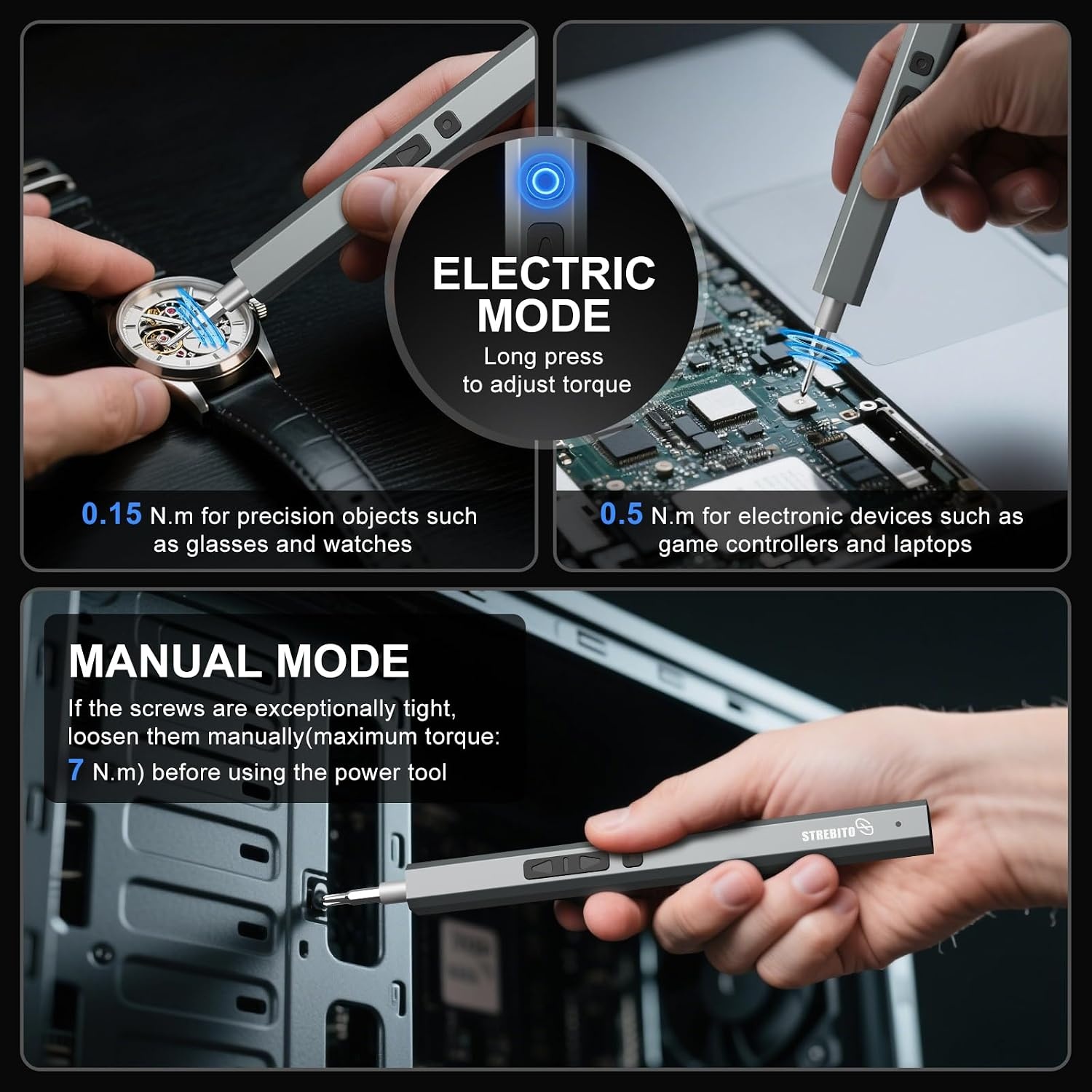 image:imageSTREBITO 144Piece Upgraded Electric ScrewdriverBlue