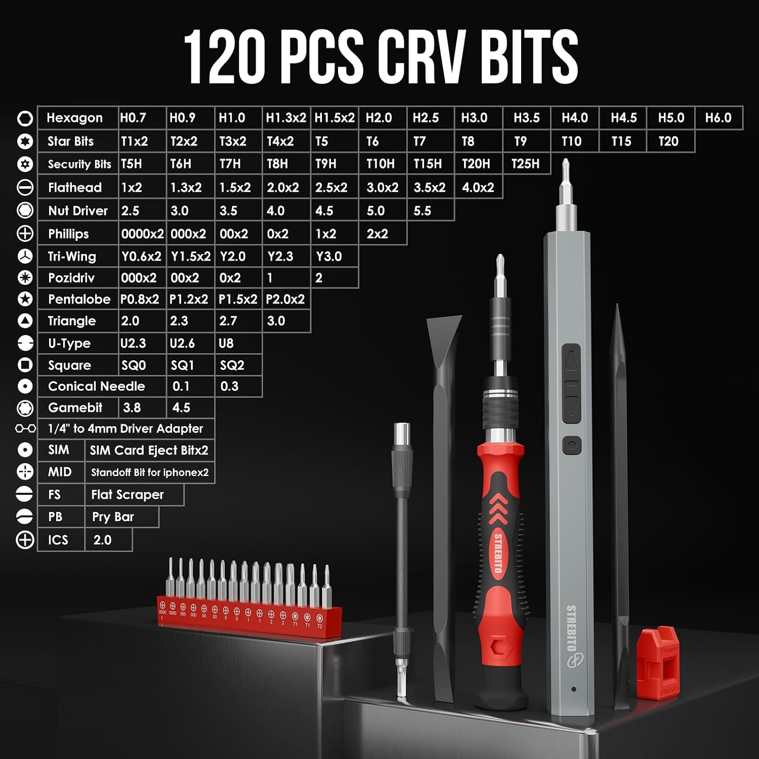 image:imageSTREBITO 144Piece Upgraded Electric ScrewdriverRed
