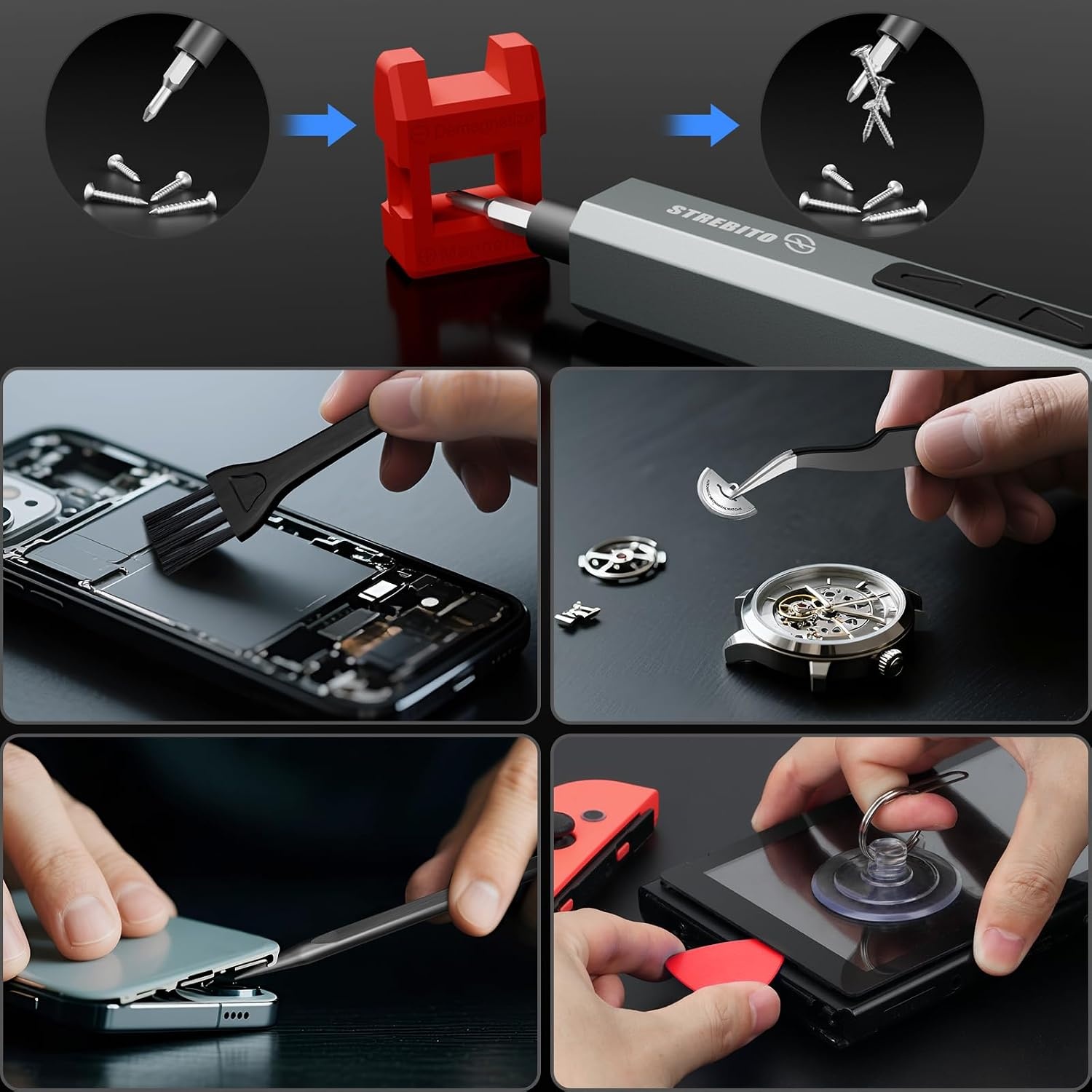 image:imageSTREBITO 144Piece Upgraded Electric ScrewdriverUpgradedred