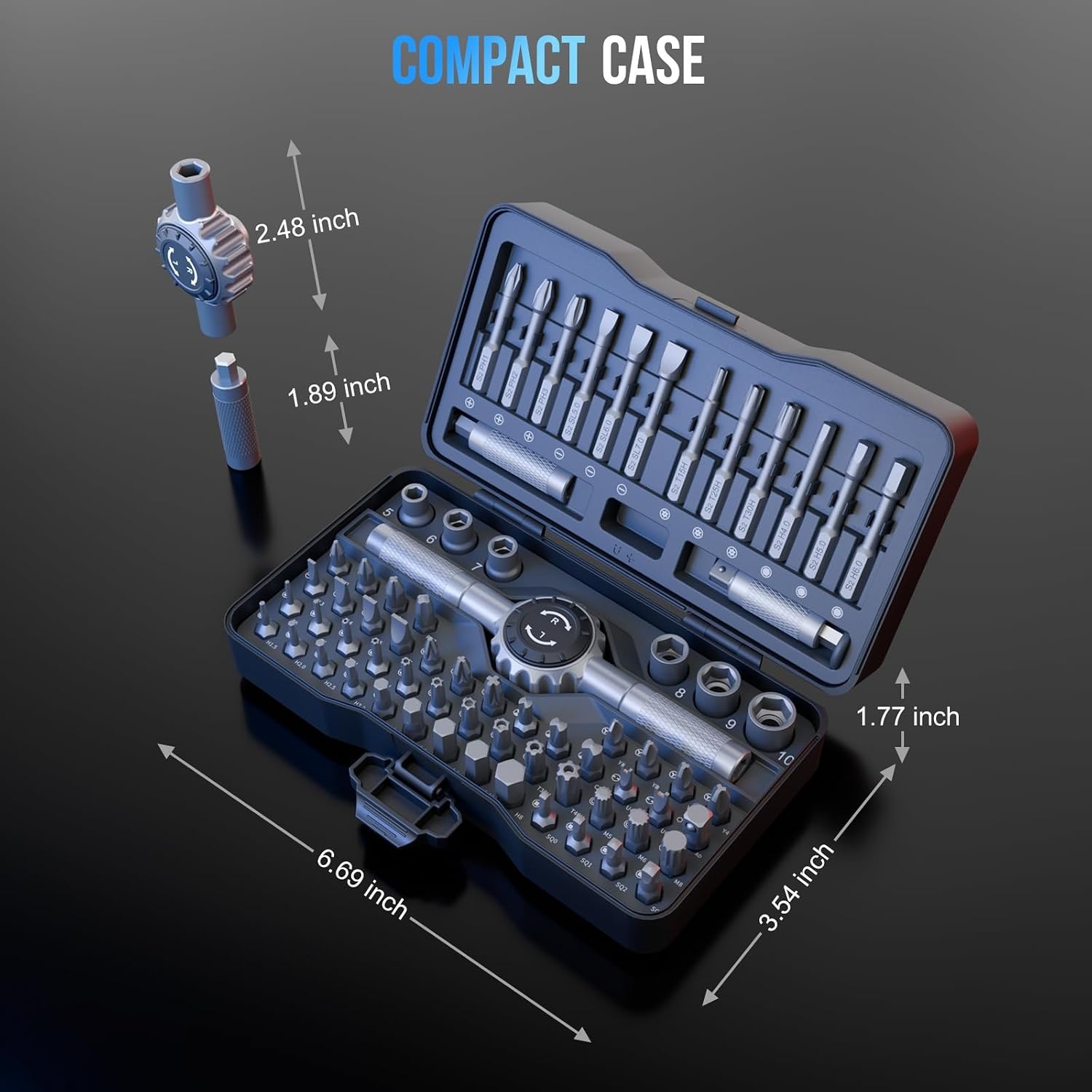image:imageSTREBITO 71 in 1 THandle Ratchet Screwdriver Set Magnetic Screwdriver SetBlack