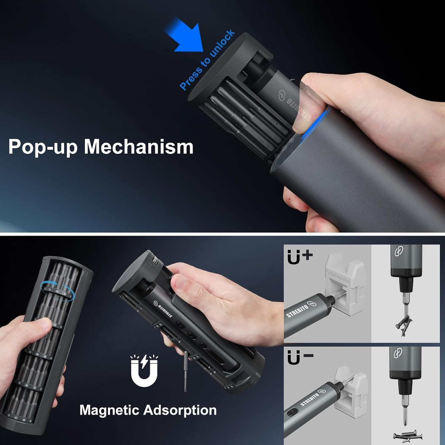 image:imageSTREBITO 78 IN 1 Mini Electric Screwdriver Set Cordless Screwdriver KitSCREEN