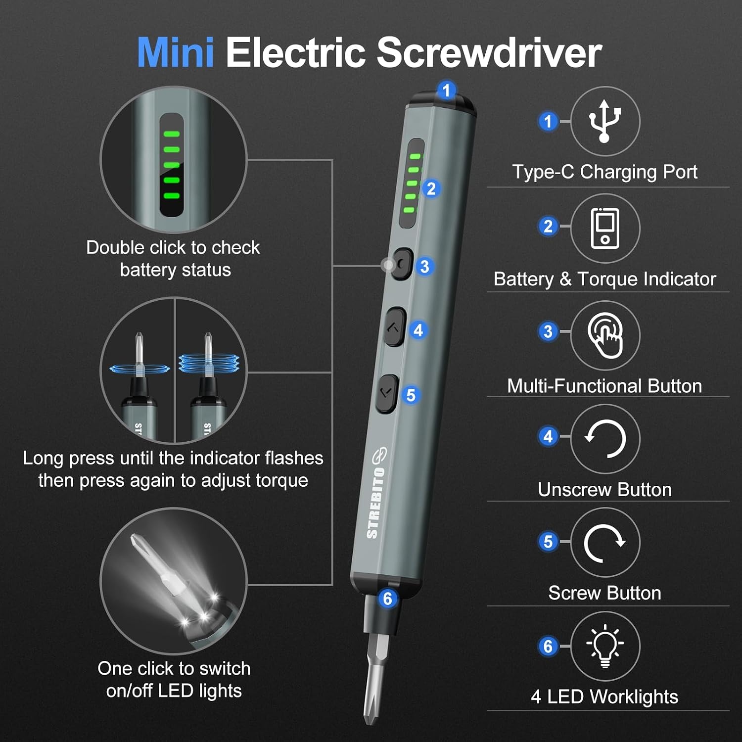 image:imageSTREBITO Electric Screwdriver Set 67 in 1 Electric Precision ScrewdriverStandard Green