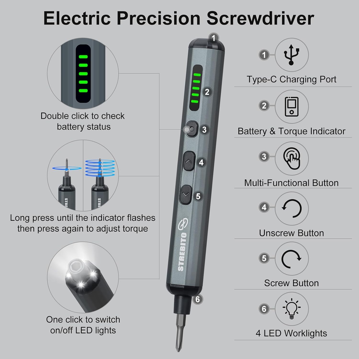 image:imageSTREBITO Mini Electric Screwdriver 70 in 1 Small electric screwdriver SetStandard
