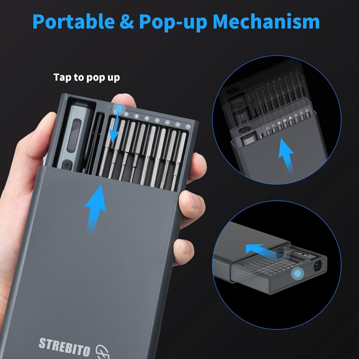 image:imageSTREBITO Mini Electric Screwdriver 70 in 1 Small electric screwdriver SetUpgraded