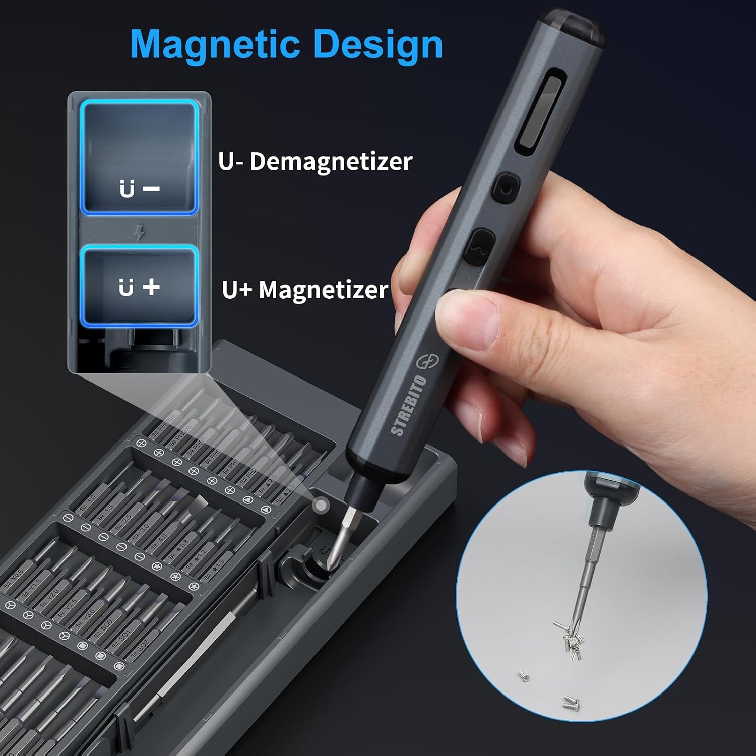 image:imageSTREBITO Mini Electric Screwdriver 70 in 1 Small electric screwdriver SetUpgraded