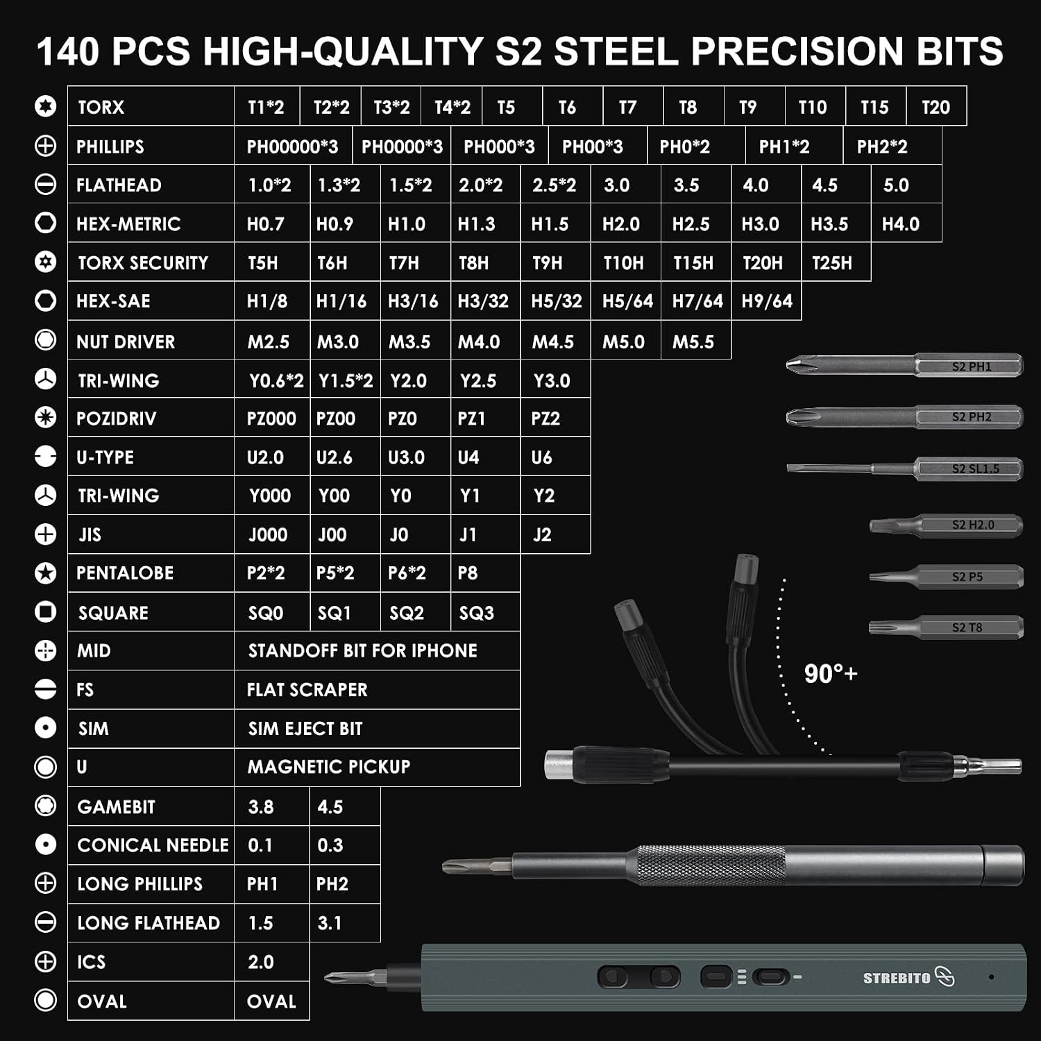 image:imageSTREBITO Mini Electric Screwdriver Set 155 in 1 Small Electric ScrewdriverGrey