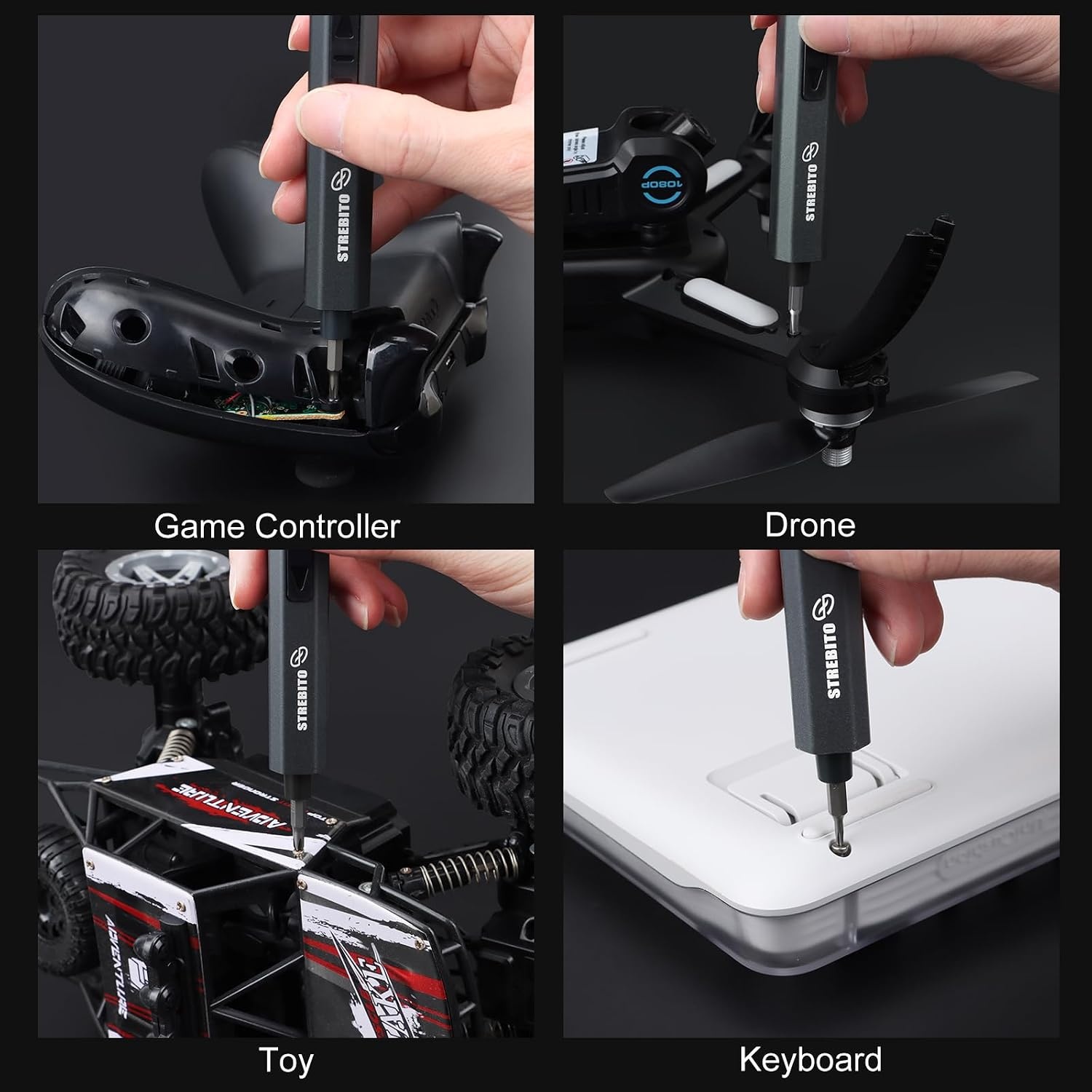 image:imageSTREBITO Mini Electric Screwdriver Set 155 in 1 Small Electric ScrewdriverUpgradedblack