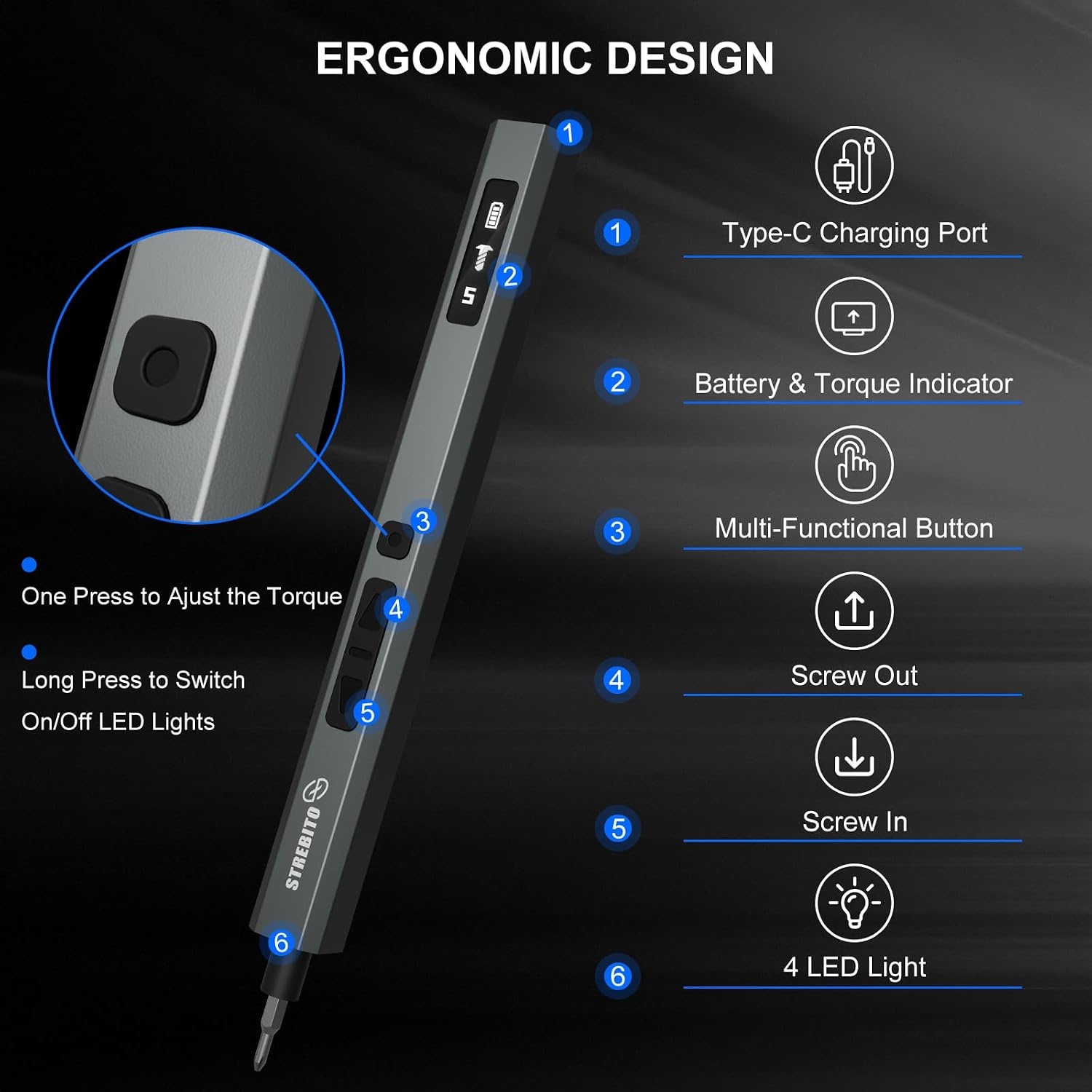 image:imageSTREBITO Mini Electric Screwdriver Set 155 in 1 Small Electric ScrewdriverUpgradedblue