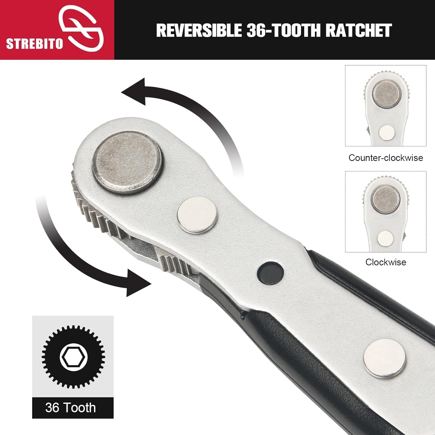 image:imageSTREBITO Right Angle Screwdriver 32Piece 14 Inch Mini Ratchet Set12 in 1