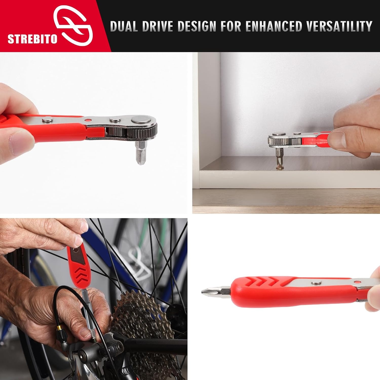 image:imageSTREBITO Right Angle Screwdriver 32Piece 14 Inch Mini Ratchet Set14 in 1 With Zipper Pouch