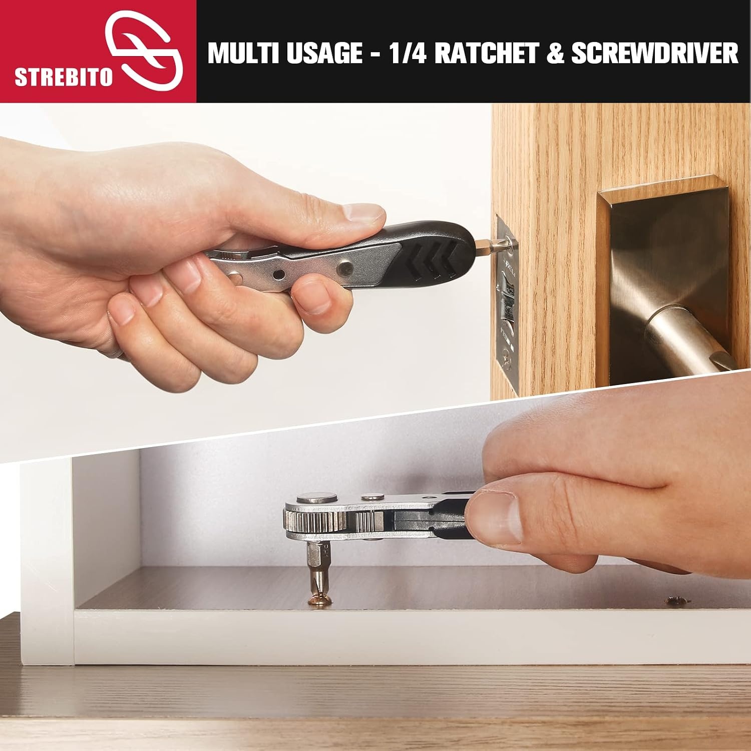 image:imageSTREBITO Right Angle Screwdriver 32Piece 14 Inch Mini Ratchet Set22 in 1