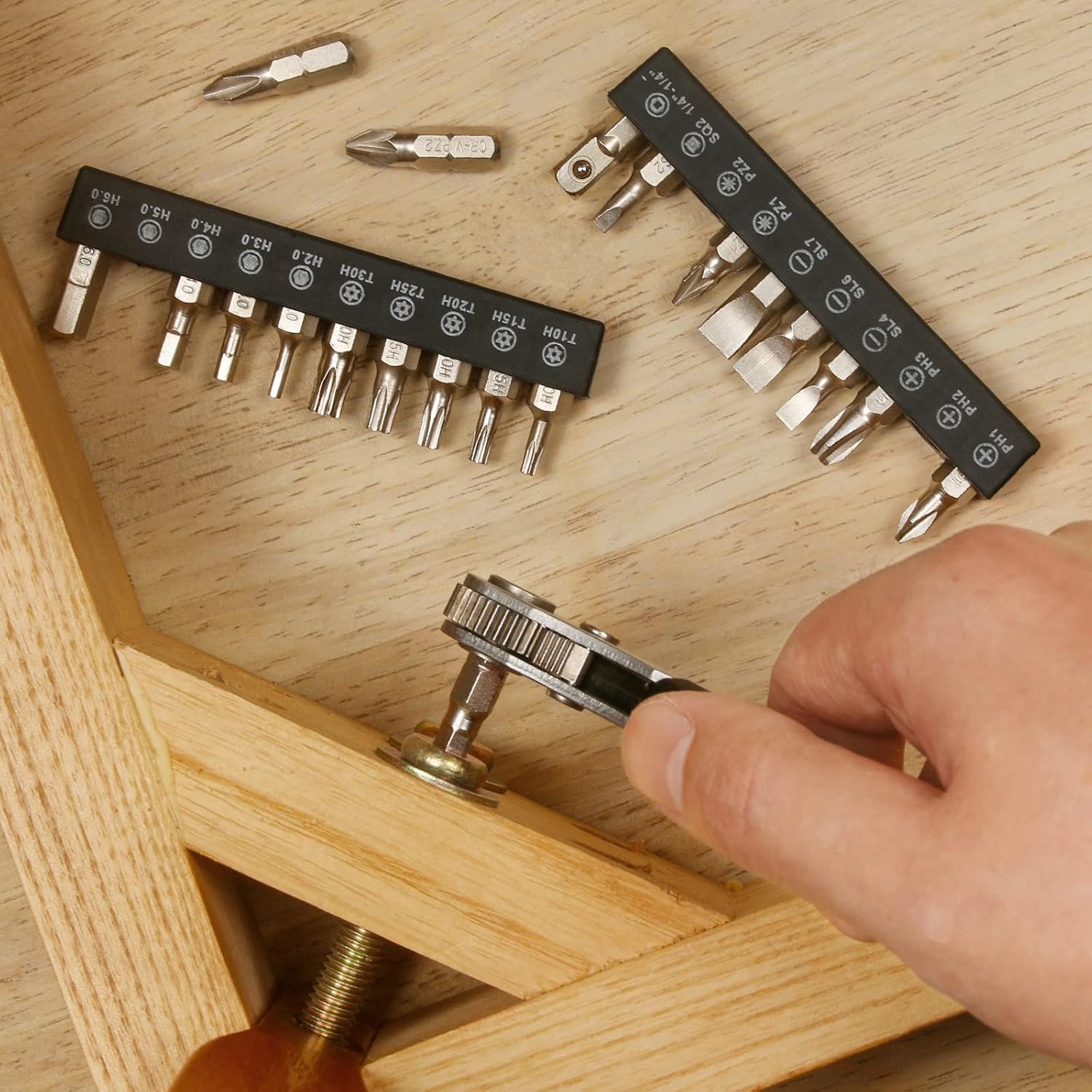 image:imageSTREBITO Right Angle Screwdriver 32Piece 14 Inch Mini Ratchet Set22 in 1