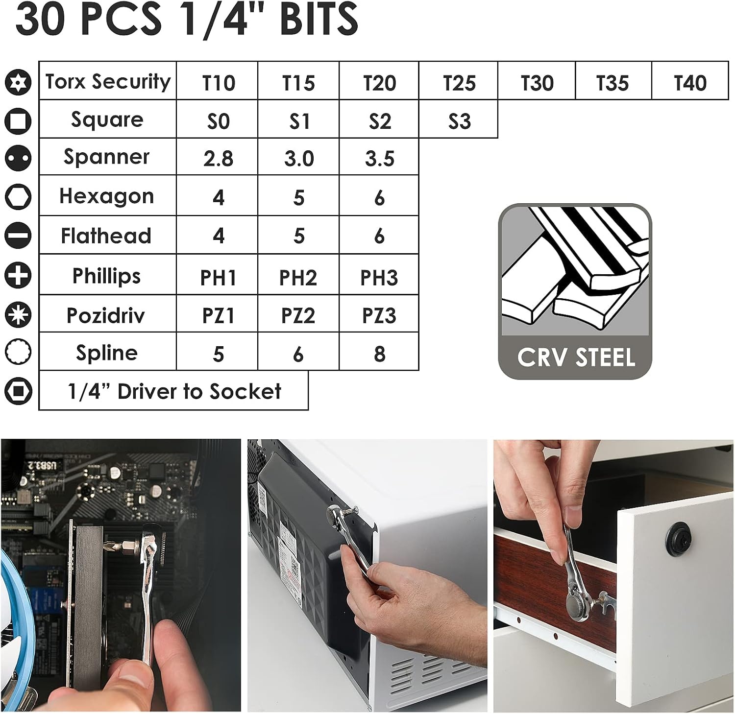 image:imageSTREBITO Right Angle Screwdriver 32Piece 14 Inch Mini Ratchet Set32 in 1