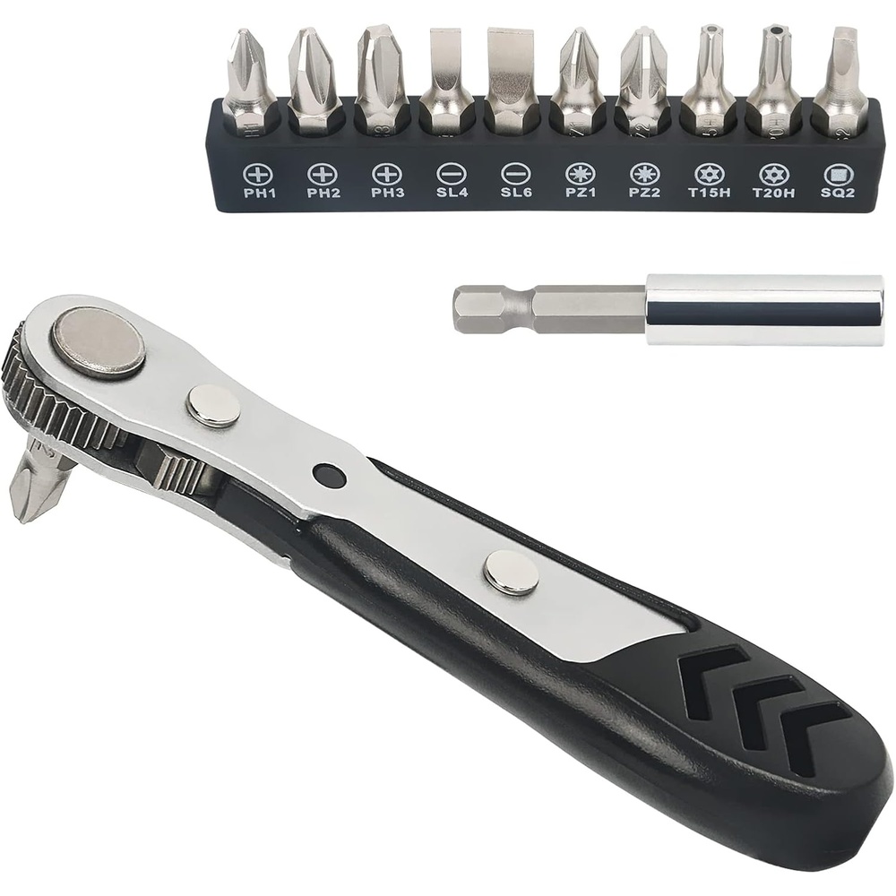 image:imageSTREBITO Right Angle Screwdriver 32Piece 14 Inch Mini Ratchet Set12 in 1