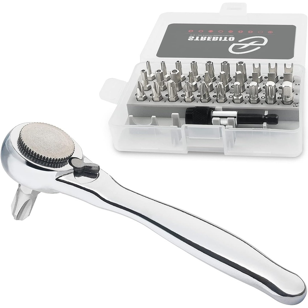 image:imageSTREBITO Right Angle Screwdriver 32Piece 14 Inch Mini Ratchet Set32 in 1