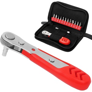 STREBITO Right Angle Screwdriver 32-Piece 1/4 Inch Mini Ratchet Set(14 in 1 With Zipper Pouch)
